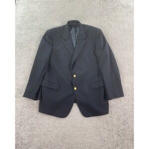 Vintage Brooks Brothers Blazer 45 R Navy Wool Gold Buttons Logo University USA